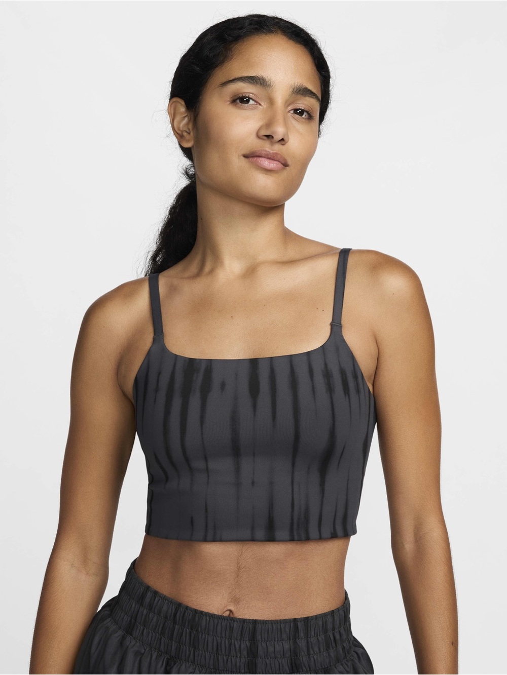 Nike Women's Charcoal Tie-Dye Cropped Sports Brami